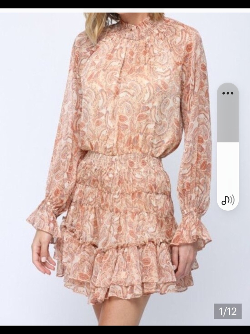 Fate Smocked Waist Ruffle Paisley Print Mini Dress - Peach